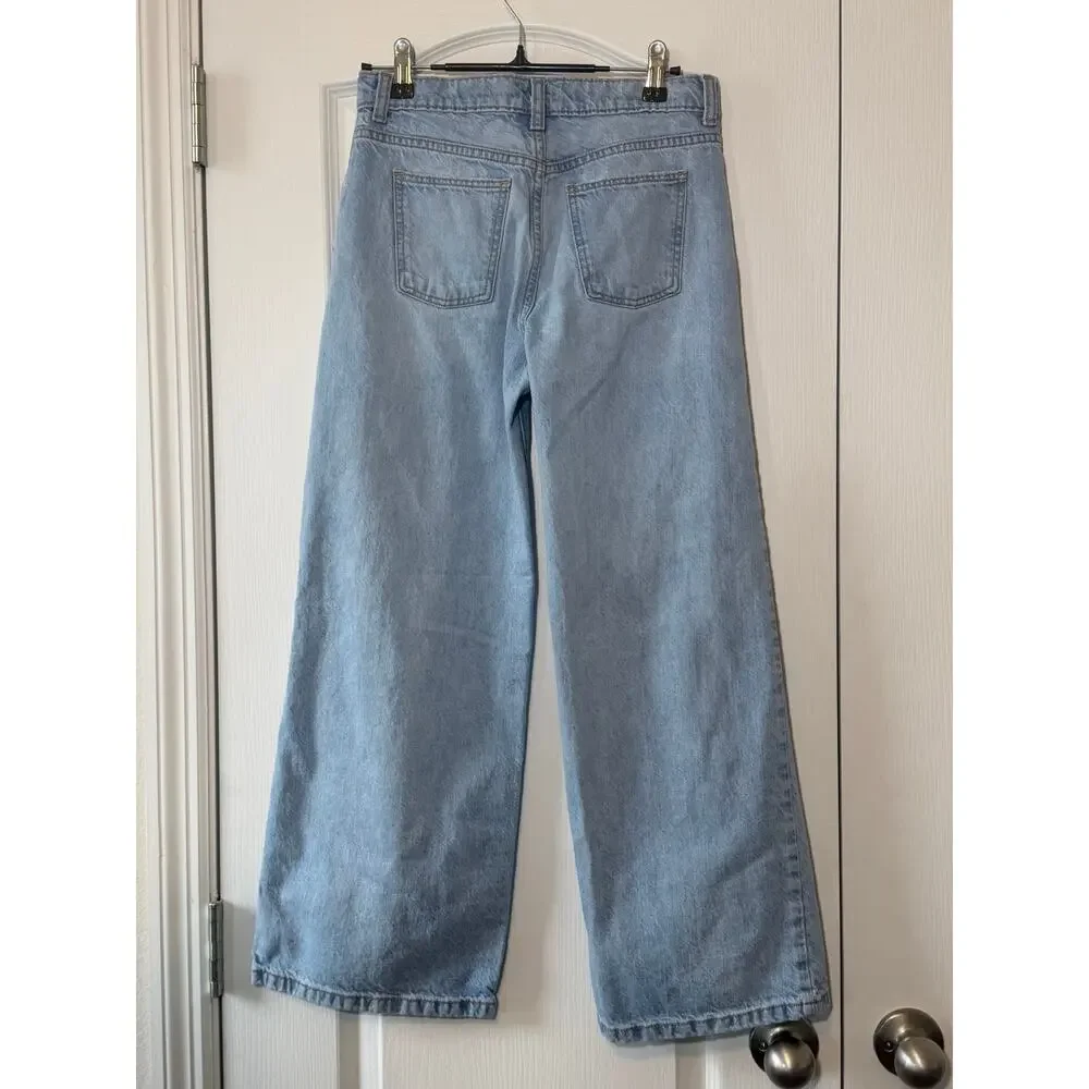Girls' Art Class Mid-Rise Loose Slouchy Wide Leg Deconstructed Jeans Size 12